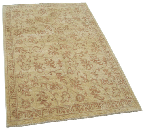 Tebriz Yellow Classic Cotton Wool Handmade Area Rug 3'9'' x 5'11''