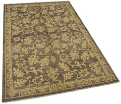 Tebriz Brown Classic Cotton Wool Handmade Area Rug 4'0'' x 5'11''