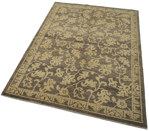 Tebriz Brown Classic Cotton Wool Handmade Area Rug 4'0'' x 5'11''