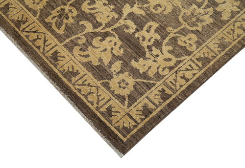Tebriz Brown Classic Cotton Wool Handmade Area Rug 4'0'' x 5'11''