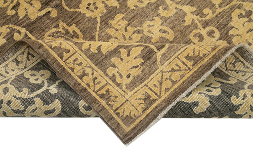 Tebriz Brown Classic Cotton Wool Handmade Area Rug 4'0'' x 5'11''