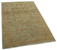 Tebriz Green Classic Cotton Wool Handmade Area Rug 3'11'' x 5'11''