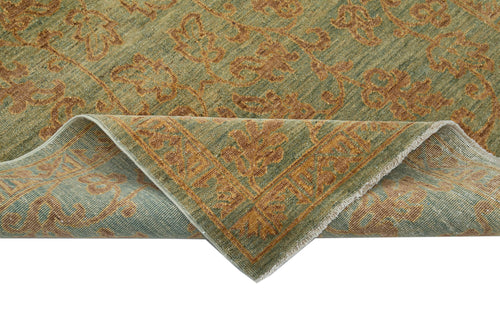 Tebriz Green Classic Cotton Wool Handmade Area Rug 3'11'' x 5'11''