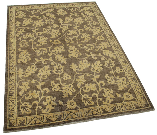 Tebriz Brown Classic Cotton Wool Handmade Area Rug 3'11'' x 5'10''