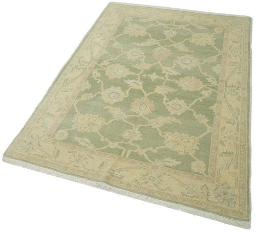 Tebriz Green Classic Cotton Wool Handmade Area Rug 3'11'' x 6'0''