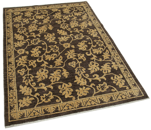 Tebriz Brown Classic Cotton Wool Handmade Area Rug 3'11'' x 5'11''