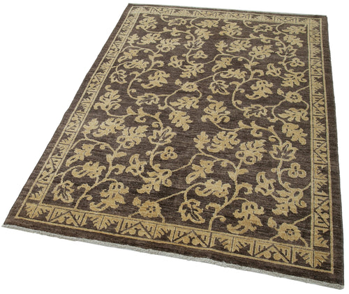 Tebriz Brown Classic Cotton Wool Handmade Area Rug 3'11'' x 5'11''
