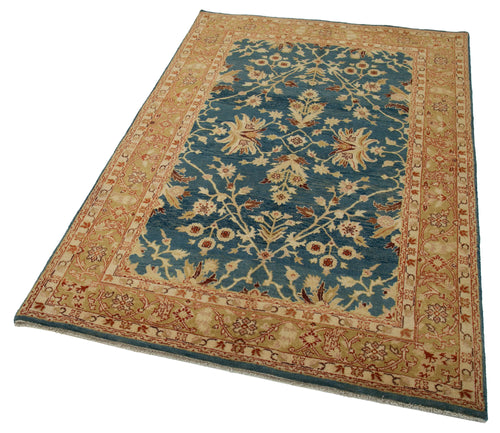 Handmade Area Rug – 4x6 Blue Classic Turkish Hand Knotted Cotton Wool Carpet