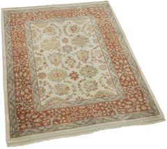Tebriz Beige Classic Cotton Wool Handmade Area Rug 2'11'' x 3'8''