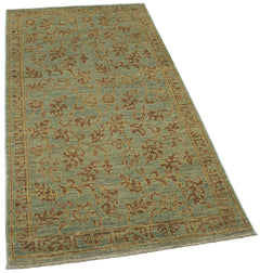 Tebriz Green Classic Cotton Wool Handmade Area Rug 3'0'' x 5'9''