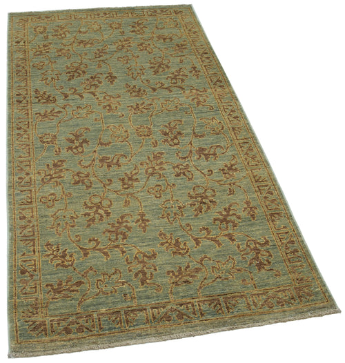 Tebriz Green Classic Cotton Wool Handmade Area Rug 3'0'' x 5'9''