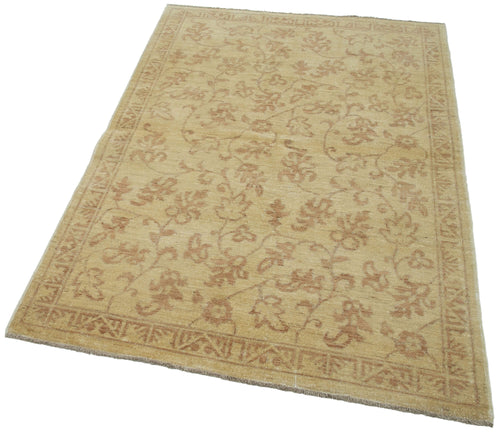 Handmade Area Rug – Tebriz Classic Yellow Wool Cotton Carpet 3'10''x5'10''