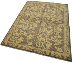Tebriz Brown Classic Cotton Wool Handmade Area Rug 4'1'' x 5'11''