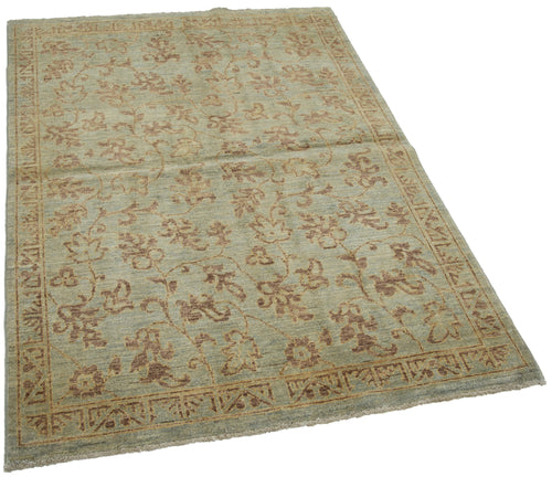 Tebriz Green Classic Cotton Wool Handmade Area Rug 3'11'' x 5'9''