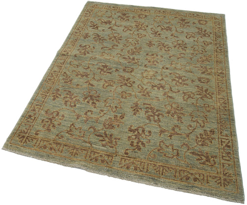 Tebriz Green Classic Cotton Wool Handmade Area Rug 3'11'' x 5'9''