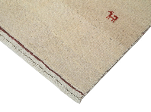 Handmade Area Rug – Classic Beige Turkish Hand Knotted Carpet 3'5''x4'10'' Wool Cotton