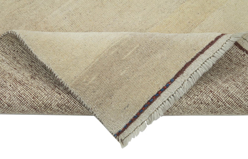 Handmade Area Rug – Classic Beige Turkish Hand Knotted Carpet 3'5''x4'10'' Wool Cotton