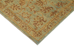 Handmade Area Rug - Classic Green Wool Cotton Rug, Vintage Turkish Carpet 3'7''x5'10''