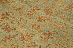 Handmade Area Rug - Classic Green Wool Cotton Rug, Vintage Turkish Carpet 3'7''x5'10''