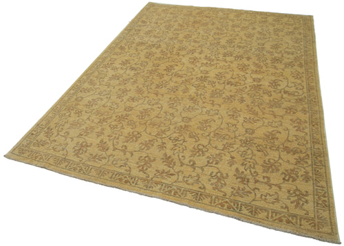 Tebriz Yellow Classic Cotton Wool Handmade Area Rug 5'10'' x 8'7''