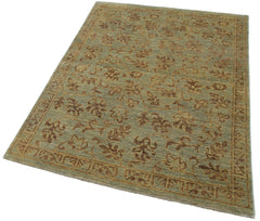 Tebriz Green Classic Cotton Wool Handmade Area Rug 3'11'' x 5'8''