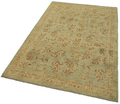 Tebriz Green Classic Cotton Wool Handmade Area Rug 3'10'' x 5'10''