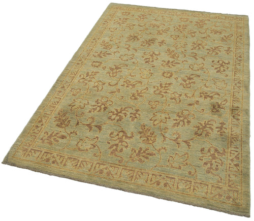 Tebriz Green Classic Cotton Wool Handmade Area Rug 3'10'' x 5'10''