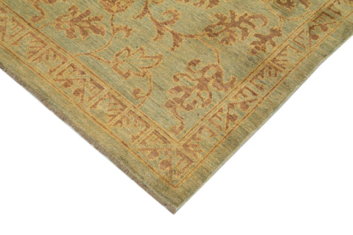 Tebriz Green Classic Cotton Wool Handmade Area Rug 3'10'' x 5'10''