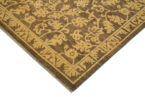 Tebriz Brown Classic Cotton Wool Handmade Area Rug 6'1'' x 8'6''