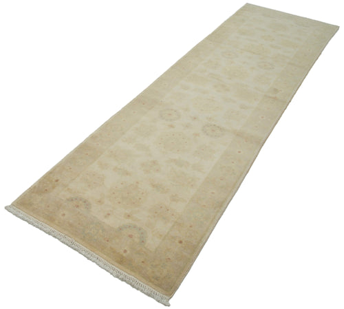 Tebriz Beige Classic Cotton Wool Handmade Area Rug 2'7'' x 9'5''