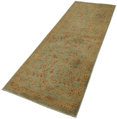 Tebriz Green Classic Cotton Wool Handmade Area Rug 2'11'' x 8'5''