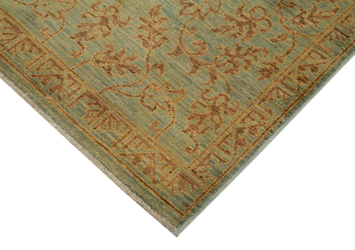 Tebriz Green Classic Cotton Wool Handmade Area Rug 2'11'' x 8'5''