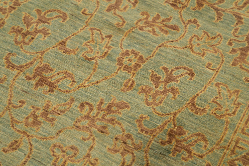 Tebriz Green Classic Cotton Wool Handmade Area Rug 2'11'' x 8'5''