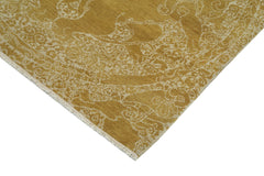 Tebriz Yellow Classic Cotton Wool Handmade Area Rug 3'0'' x 12'3''