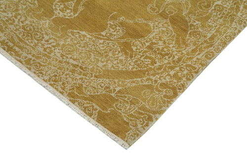 Tebriz Yellow Classic Cotton Wool Handmade Area Rug 3'0'' x 12'3''