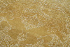 Tebriz Yellow Classic Cotton Wool Handmade Area Rug 3'0'' x 12'3''