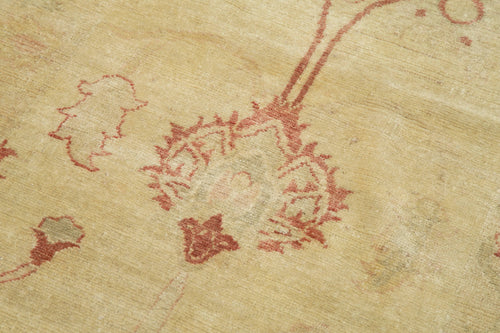 Tebriz Yellow Classic Cotton Wool Handmade Area Rug 3'1'' x 14'6''