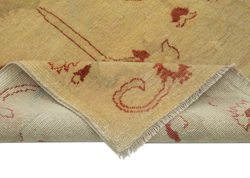 Tebriz Yellow Classic Cotton Wool Handmade Area Rug 3'1'' x 14'6''