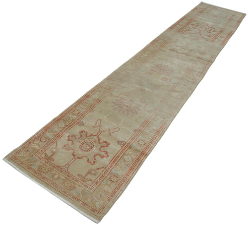 Tebriz Beige Classic Cotton Wool Handmade Area Rug 2'4'' x 13'9''