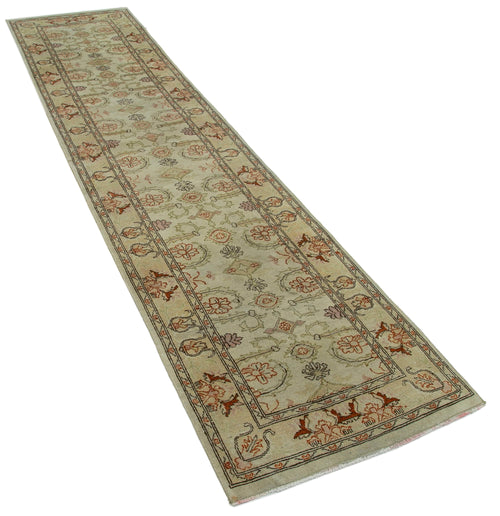 Tebriz Beige Classic Cotton Wool Handmade Area Rug 2'4'' x 10'0''