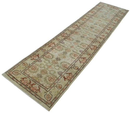 Tebriz Beige Classic Cotton Wool Handmade Area Rug 2'4'' x 10'0''