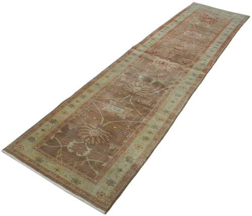 Tebriz Brown Classic Cotton Wool Handmade Area Rug 2'5'' x 10'2''