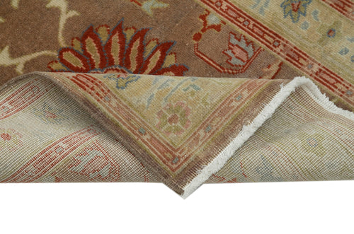Tebriz Brown Classic Cotton Wool Handmade Area Rug 2'5'' x 10'2''