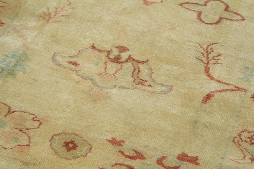 Tebriz Yellow Classic Cotton Wool Handmade Area Rug 3'2'' x 14'0''