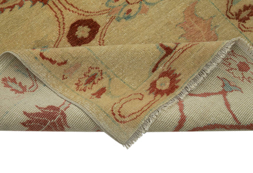 Tebriz Yellow Classic Cotton Wool Handmade Area Rug 3'2'' x 14'0''