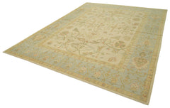 Handmade Area Rug - Classic Beige Vintage Turkish Carpet 8'6''x11'3'' Cotton Wool Blend