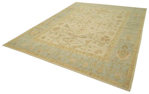 Handmade Area Rug - Classic Beige Vintage Turkish Carpet 8'6''x11'3'' Cotton Wool Blend