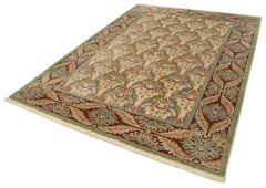 Tebriz Beige Classic Cotton Wool Handmade Area Rug 6'6'' x 9'1''