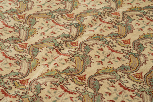 Tebriz Beige Classic Cotton Wool Handmade Area Rug 6'6'' x 9'1''