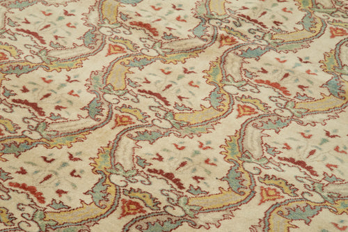 Tebriz Beige Classic Cotton Wool Handmade Area Rug 6'6'' x 9'6''